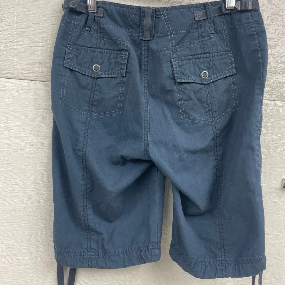 Eddie Bauer Blue Drawstring Hem‎ Cargo  Mercer Fit Bermuda Shorts Petite 2
